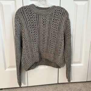 Heather Gray Hole-Knit Sweater